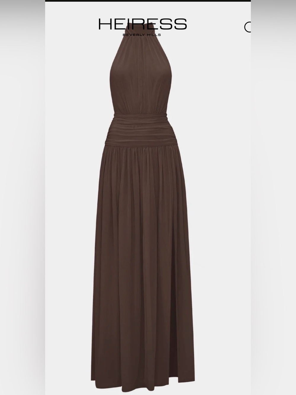 Backless Heiress Halter Slit Evening Gown in Dark Brown